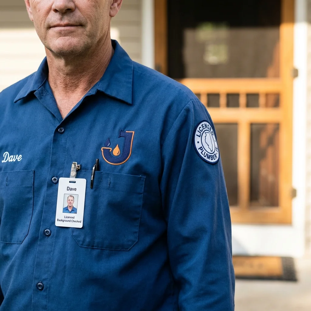 Licensed plumber showing ID badge in Buffalo, SC