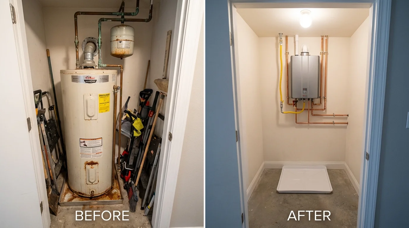 Tank water heater versus wall-mounted tankless unit comparison for Buffalo, SC homeowners